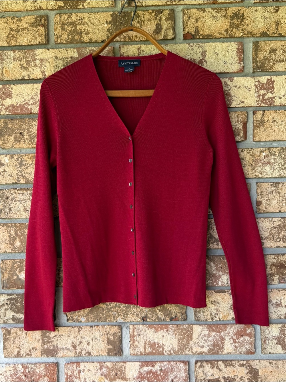Ann Taylor Cardigan & Top Set Size Small 100% Silk Red Beautiful Condition!